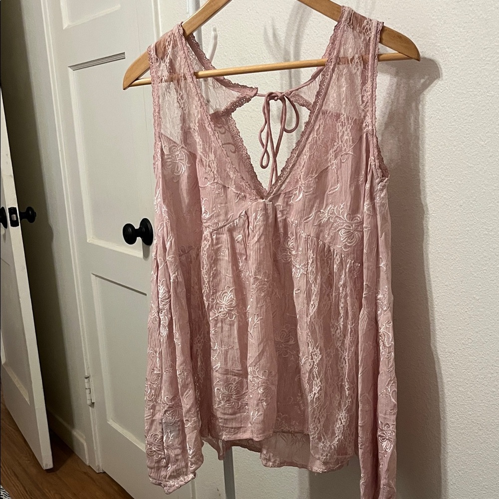 POL Pink Lace Blouse